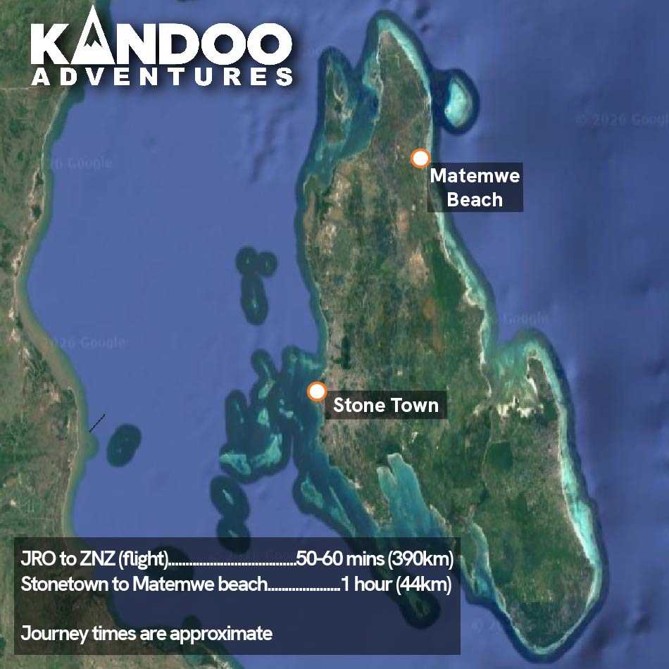 4 day Zanzibar extension map