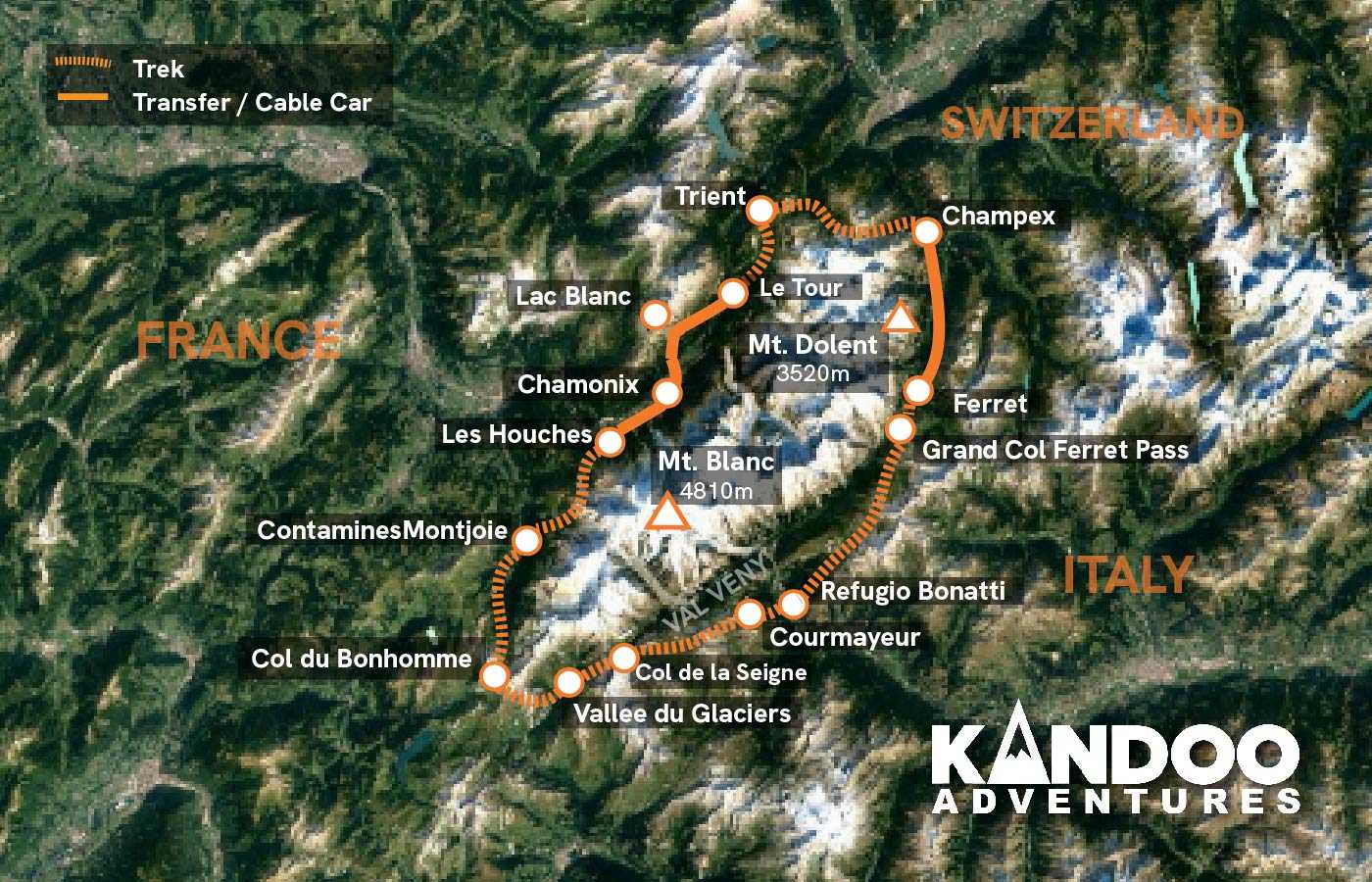 Classic Tour du Mont Blanc map