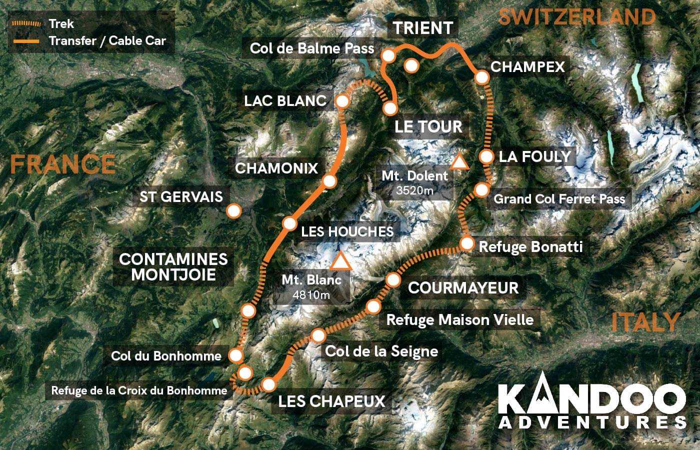 Classic Tour Du Mont Blanc Route Map