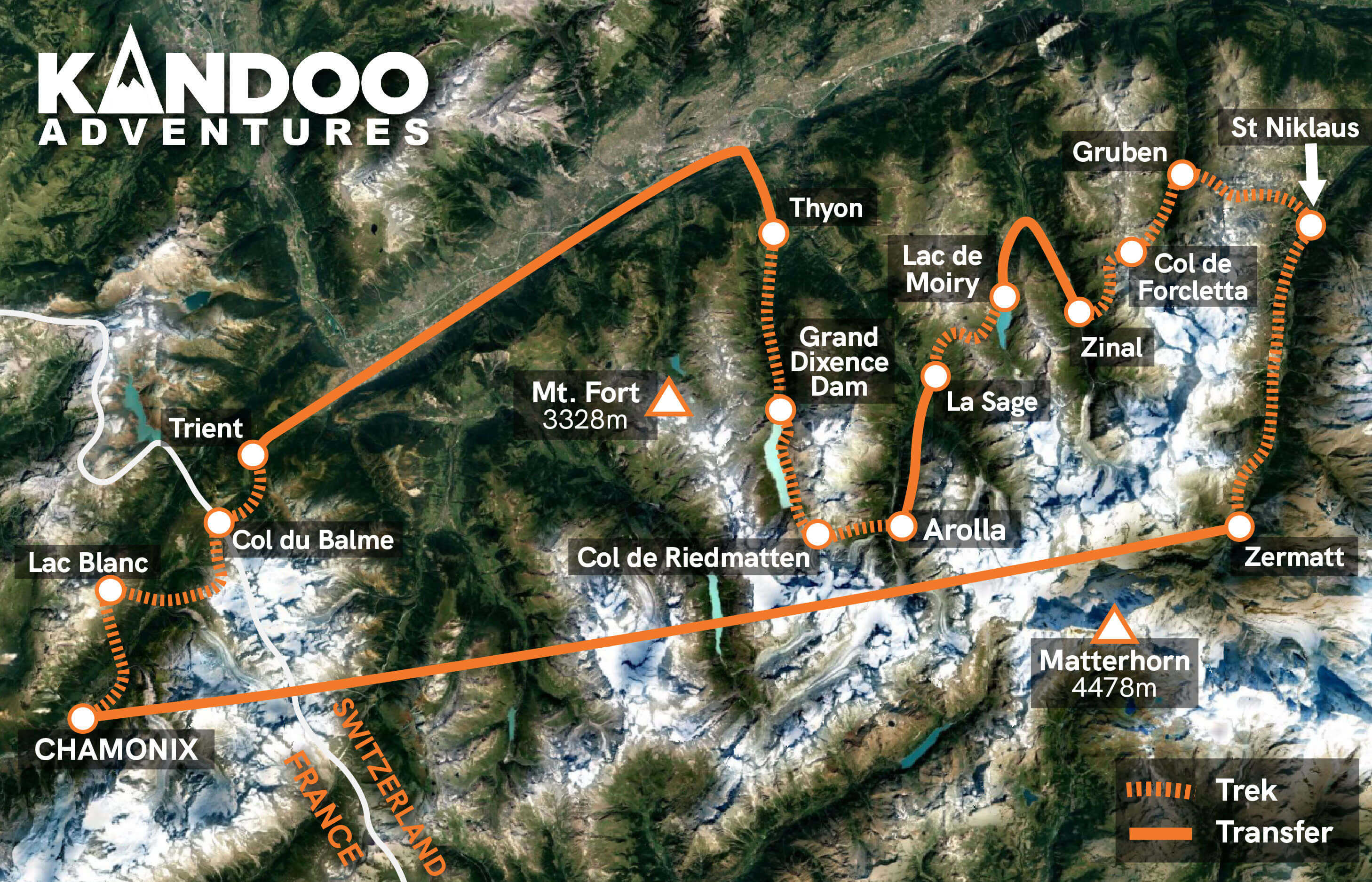 France Swiss Haute Route map