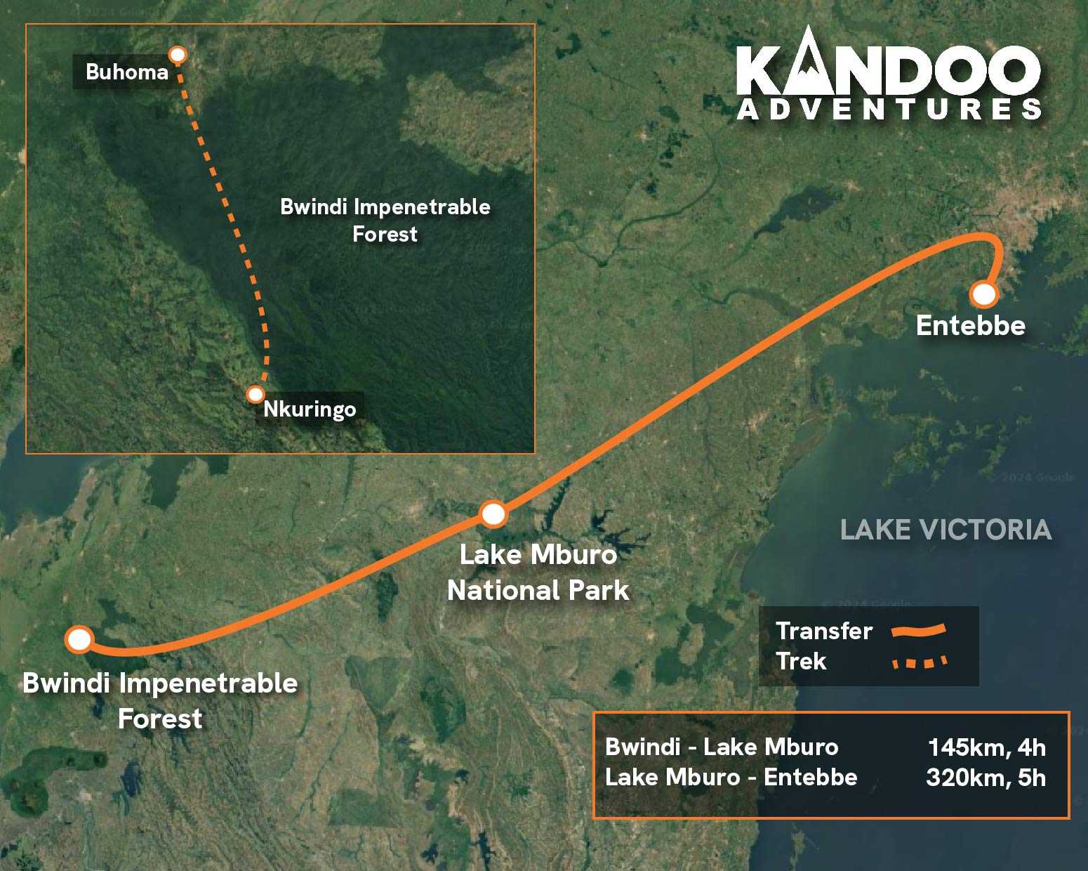Gorilla Trekking in Uganda map