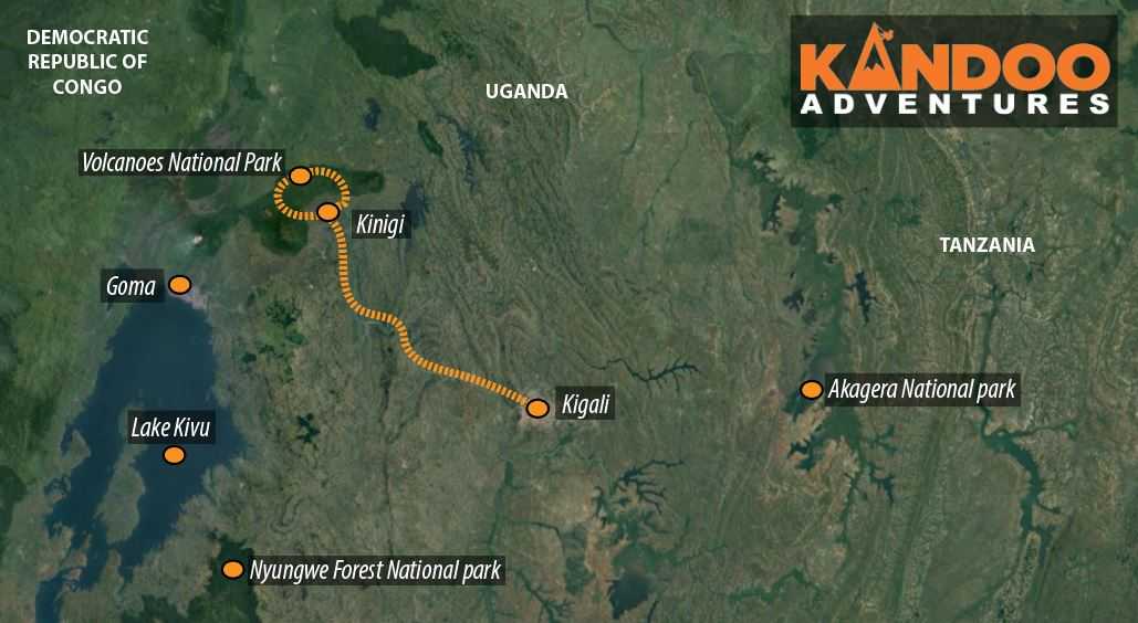 Gorilla Trekking Rwanda Map