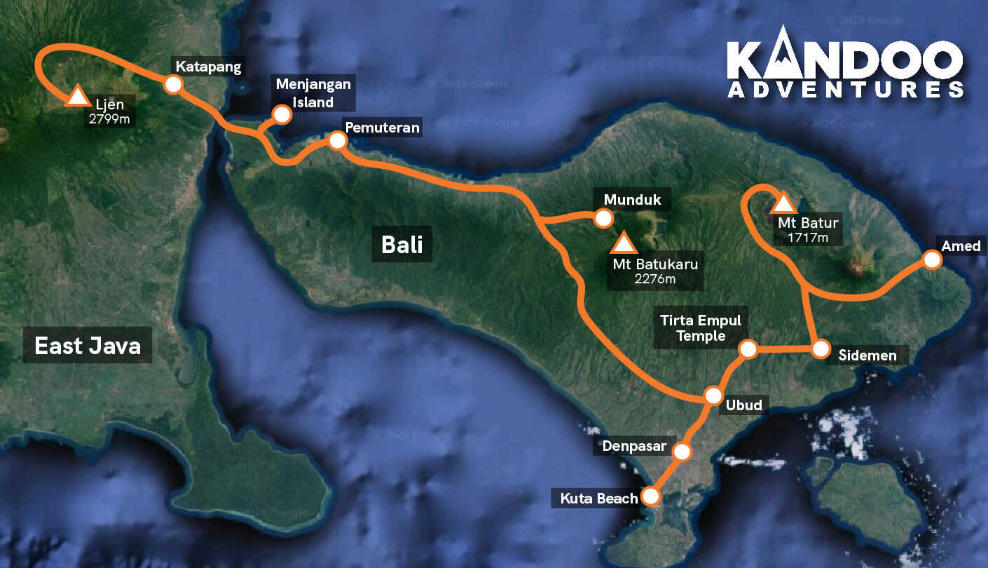 Indonesia - Bali Multi Activity Route Map