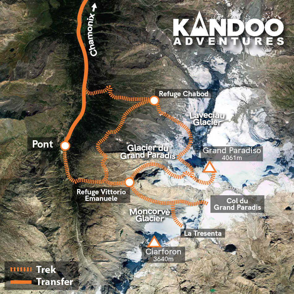Italy - Climb Gran Paradiso Route Map 2023