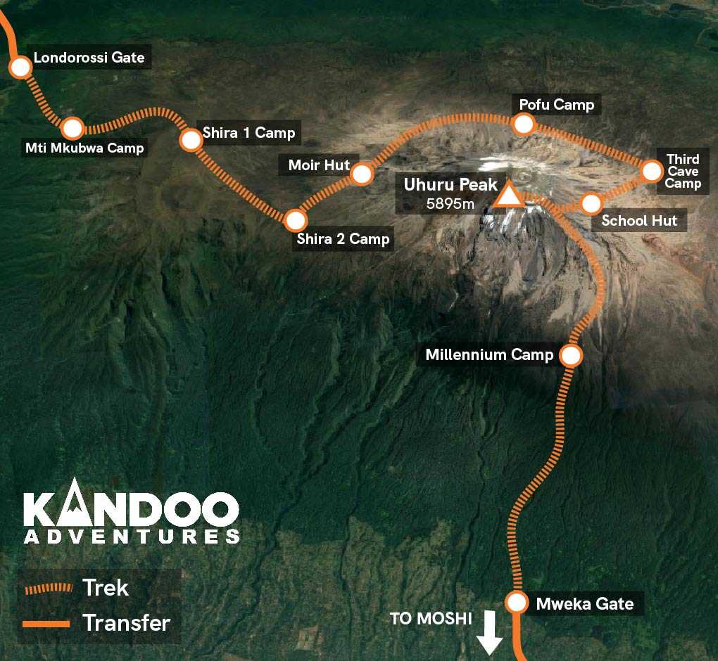 Kilimanjaro Northern Circuit Route Map