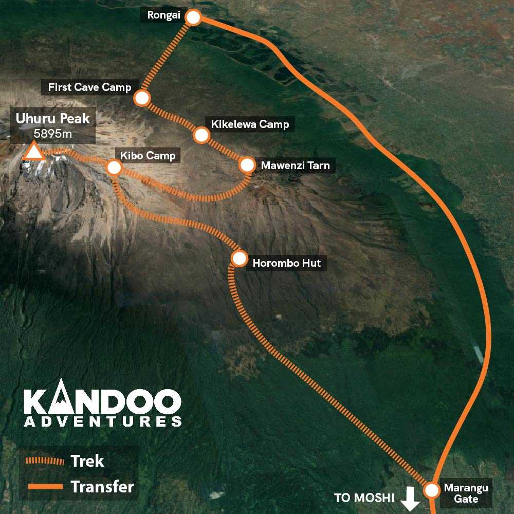 Kilimanjaro Rongai Route Map