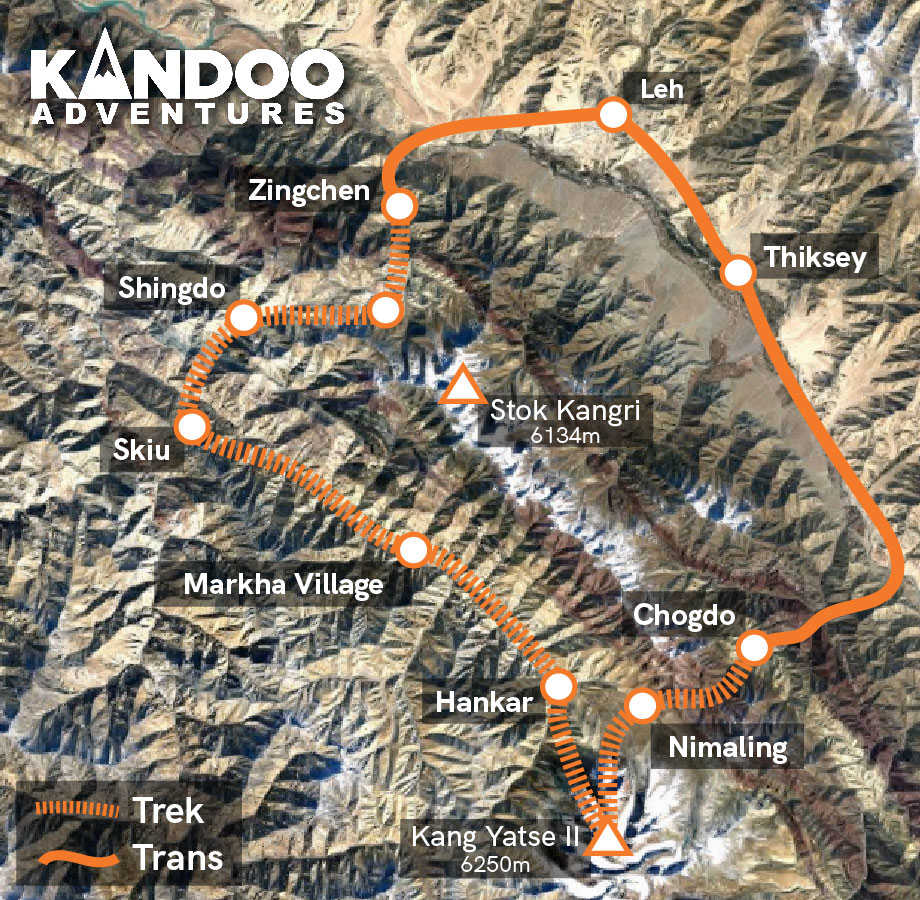 Ladakh - Markha Valley and Kang Yatse II Map