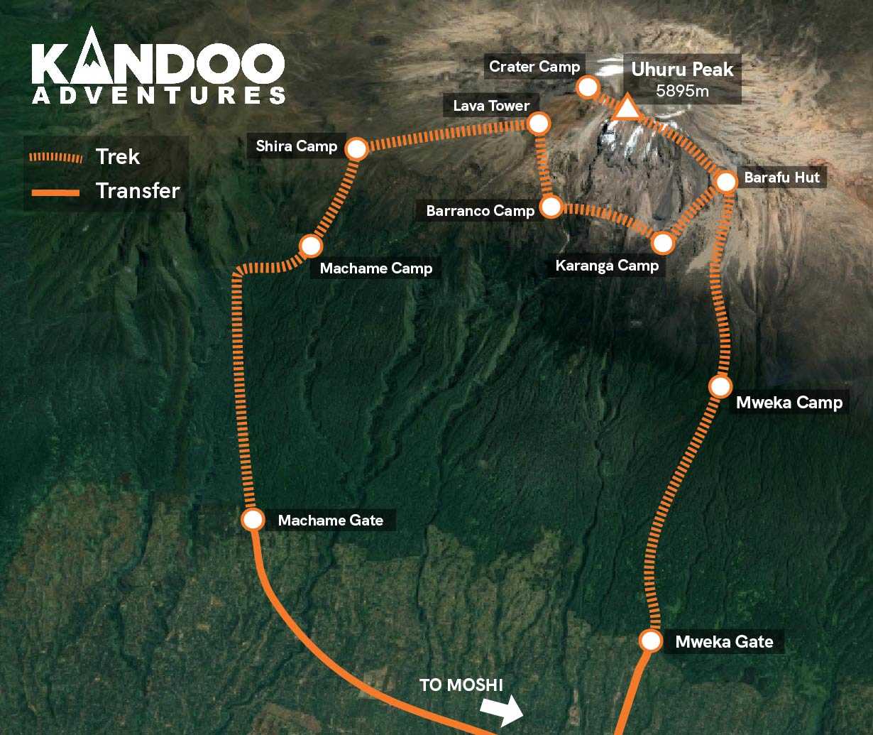 Machame and Crater Camp Route Map