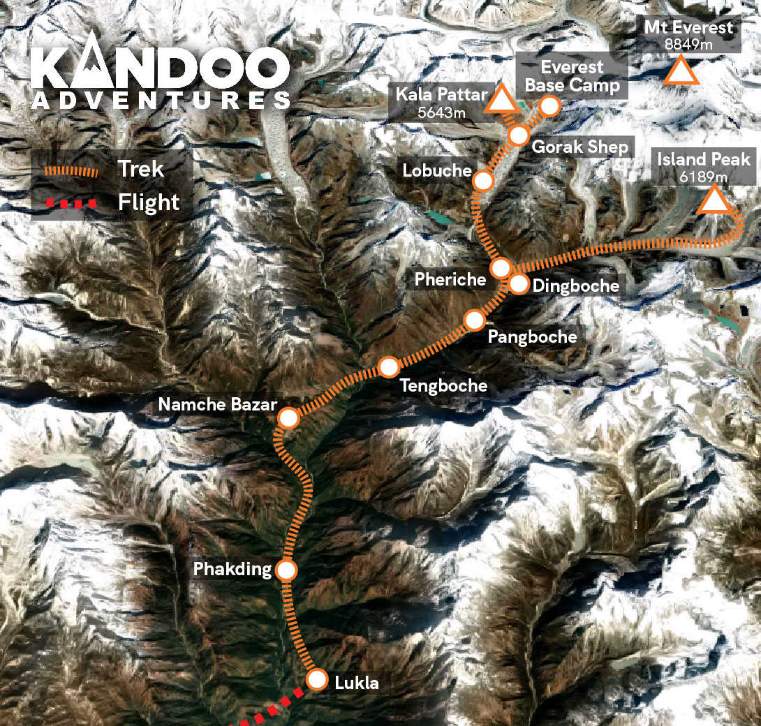 Nepal - Everest Base Camp and Island Peak Route Map