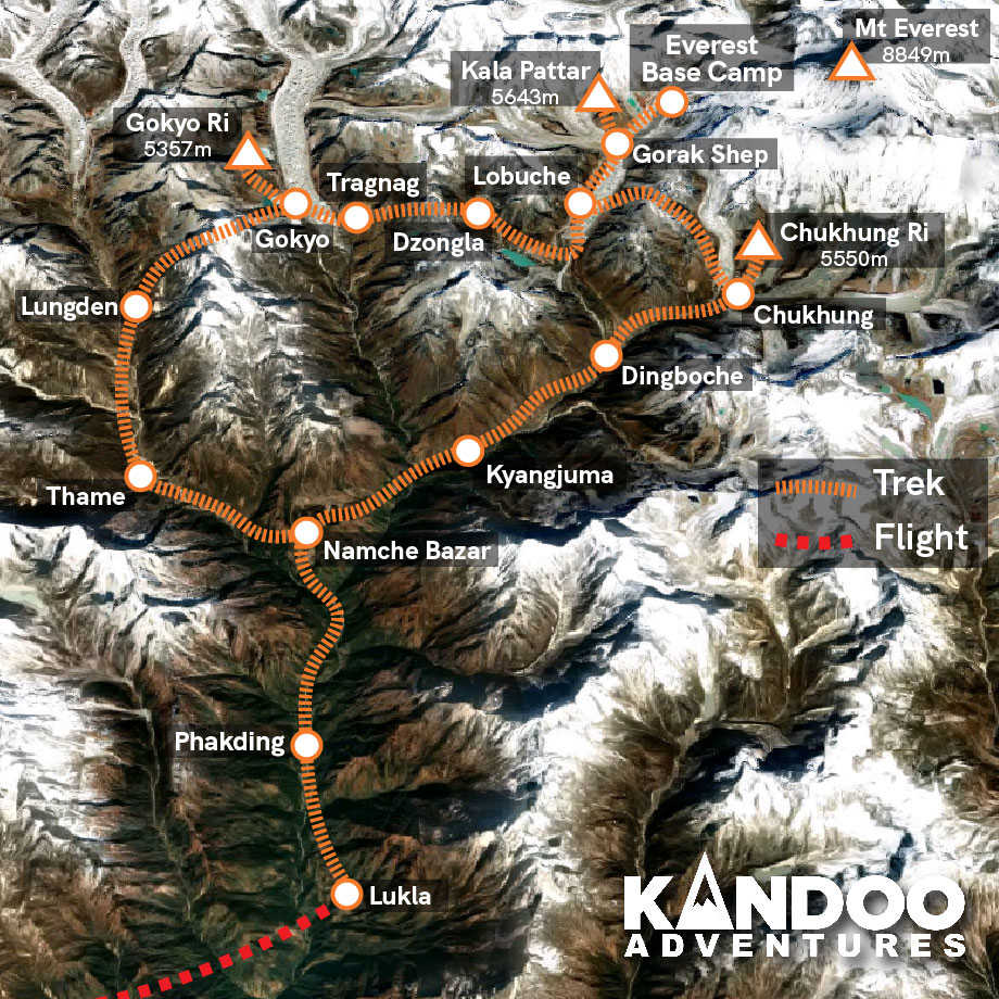 Nepal - Three Passes Trek Route Map