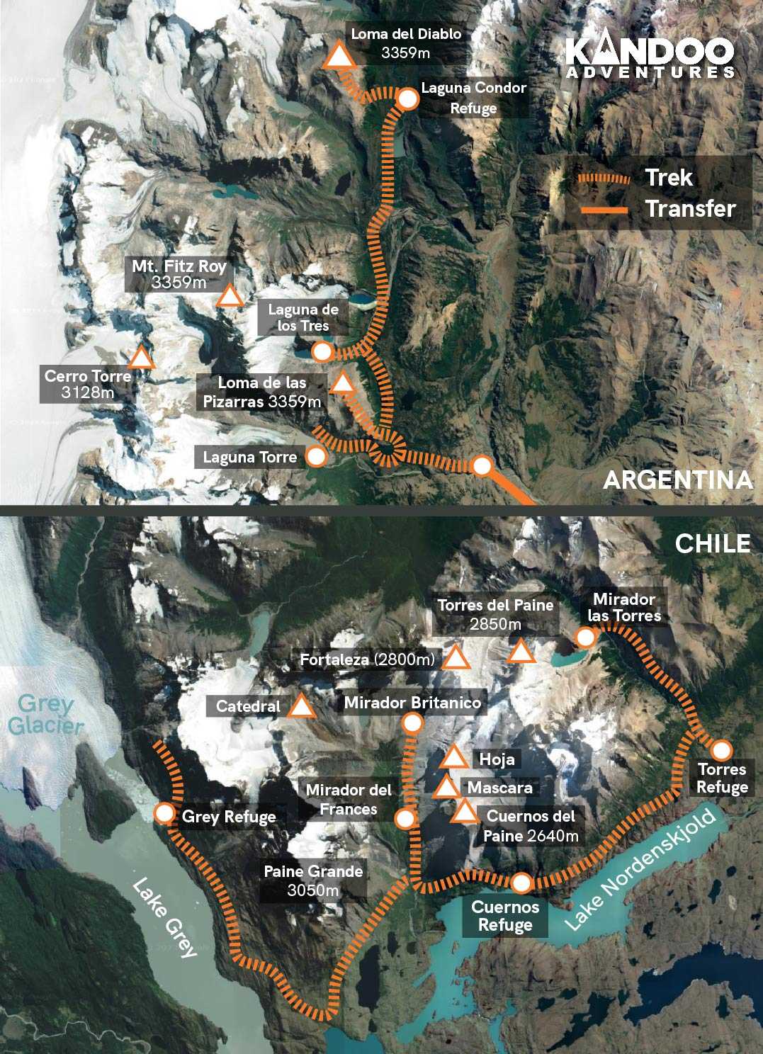 Peaks of Patagonia Route Map