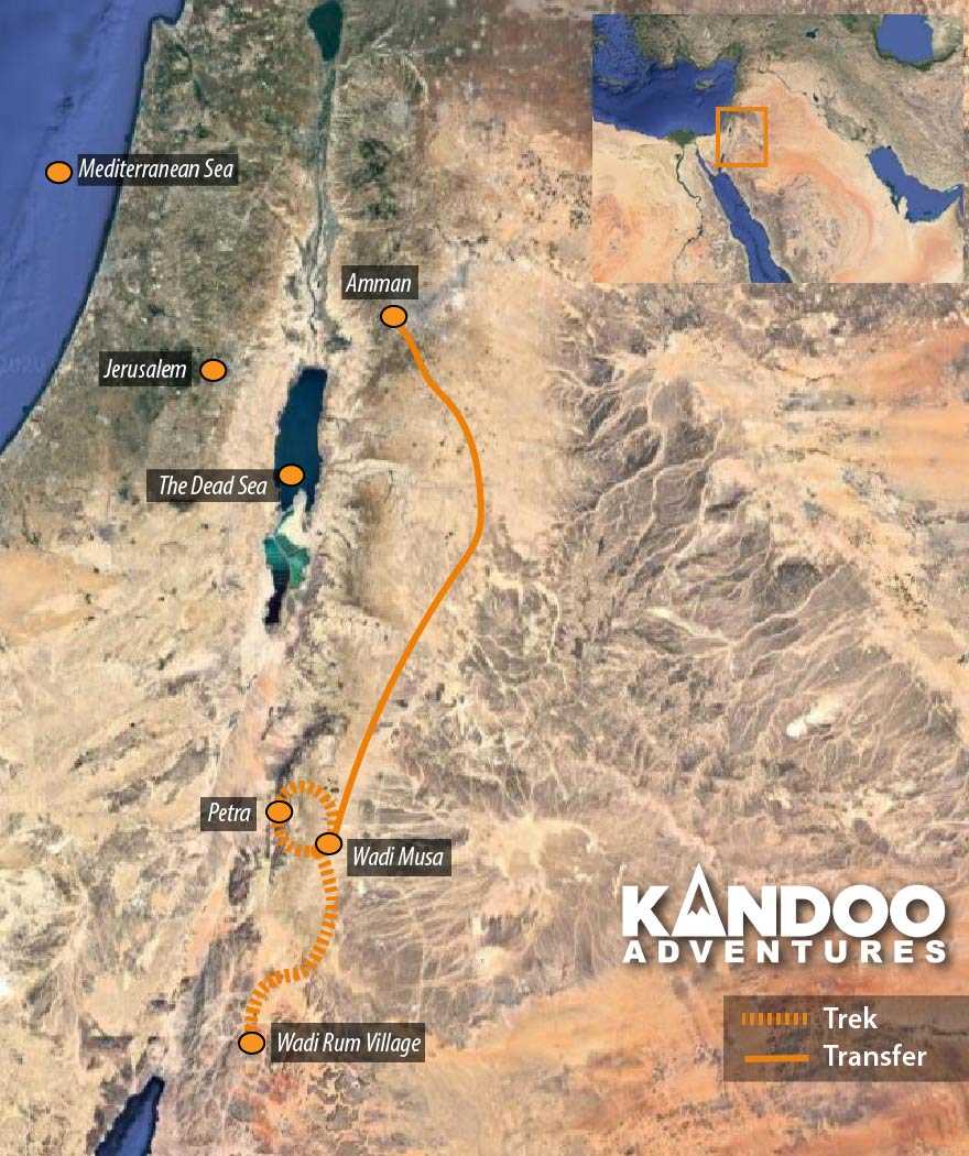 Petra to Wadi Rum Route Map 2022