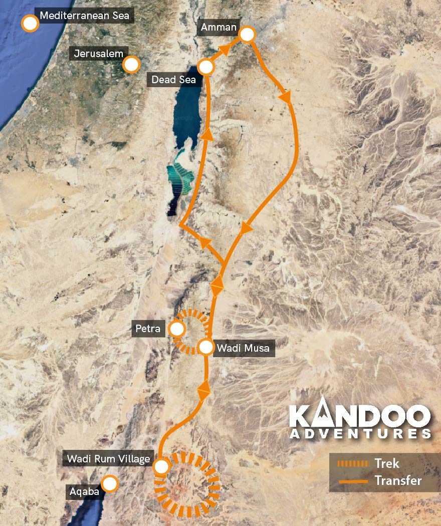 Petra to Wadi Rum Route Map