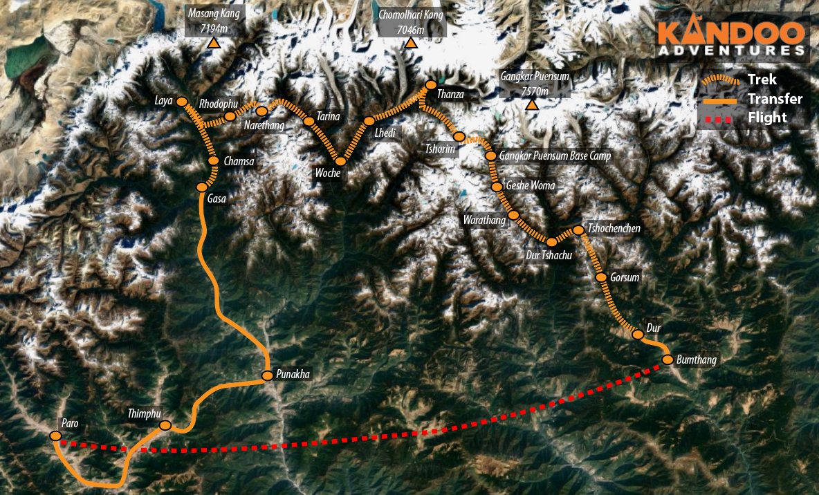 Snowman Trek Route Map