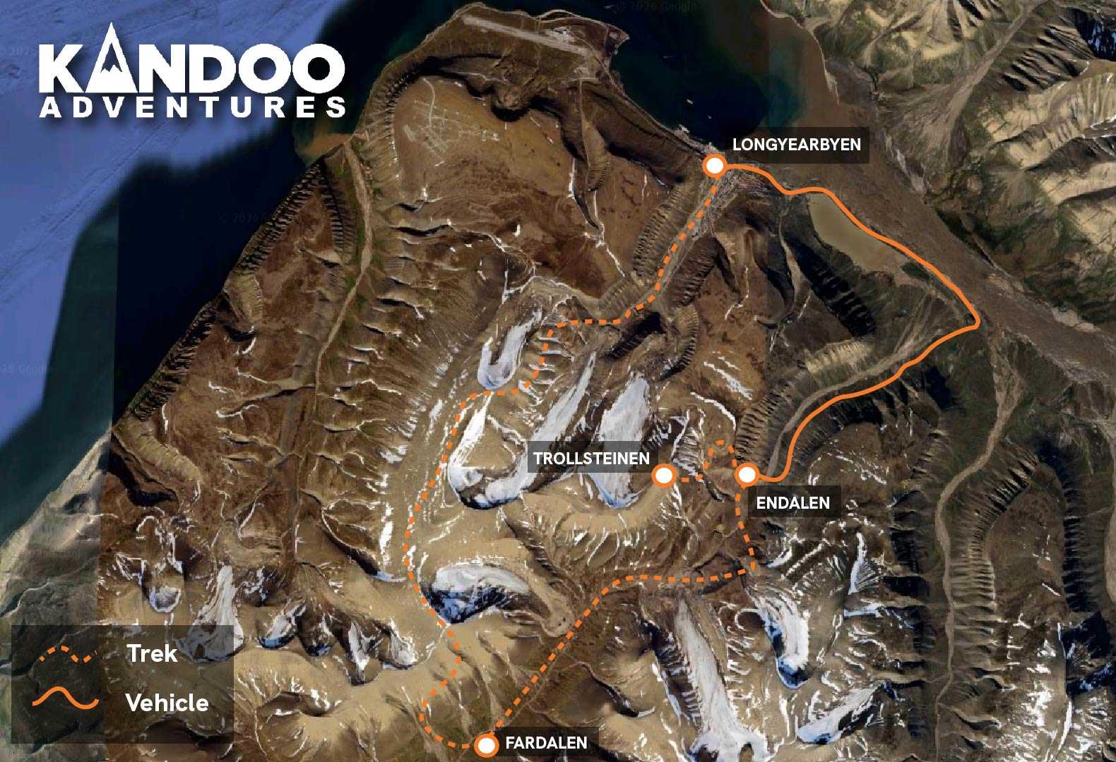 Snowshoeing from Longyearbyen map