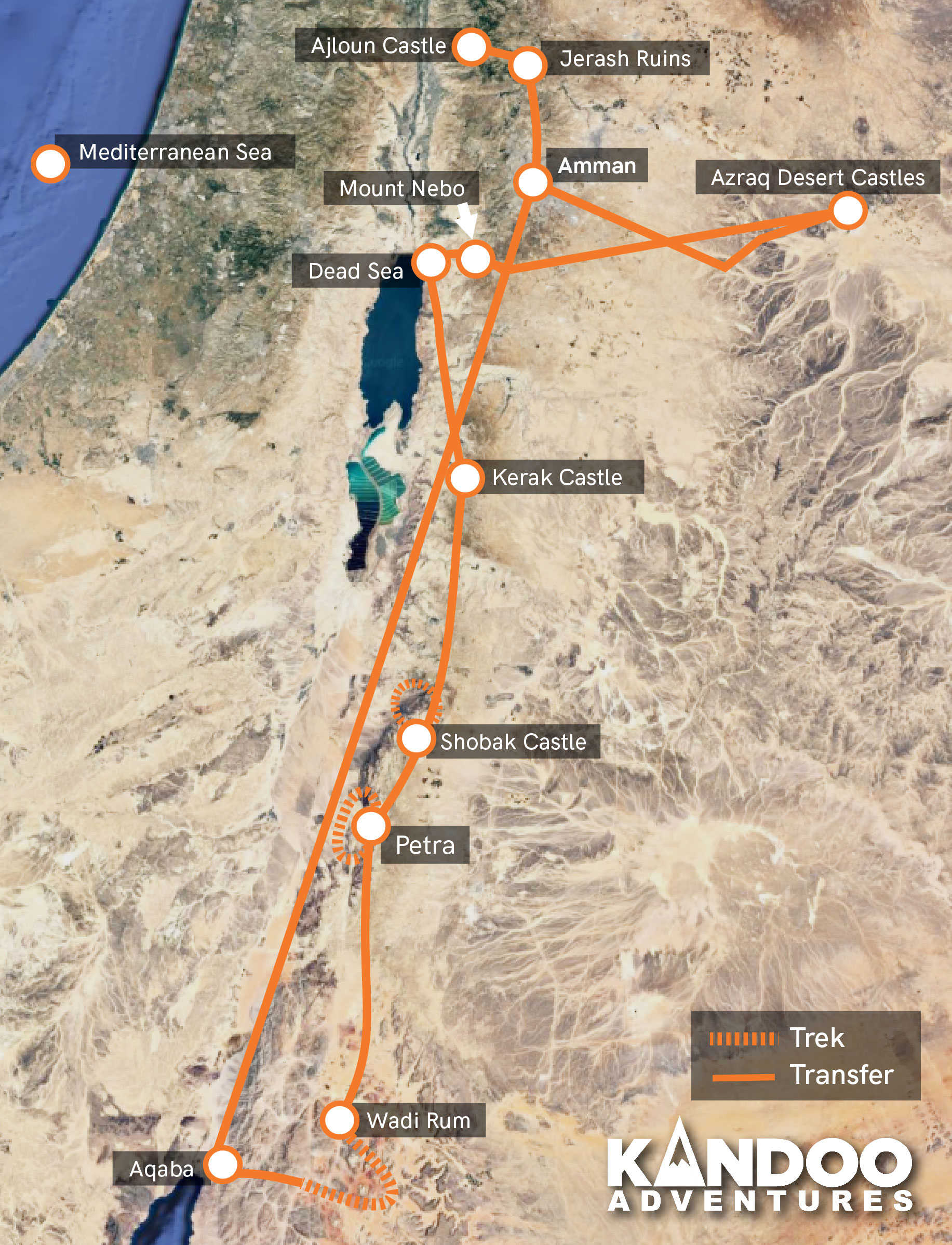 Ultimate Jordan Trek Kandoo Adventures   Ultimate Jordan Route Map Kandoo 2830 