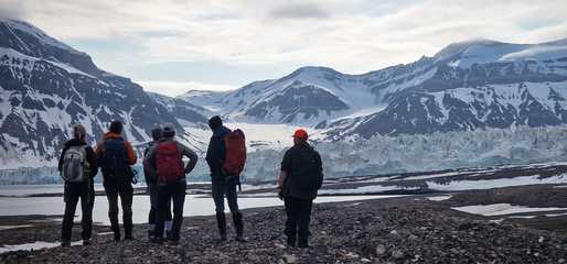 Group scoping out a new campsite