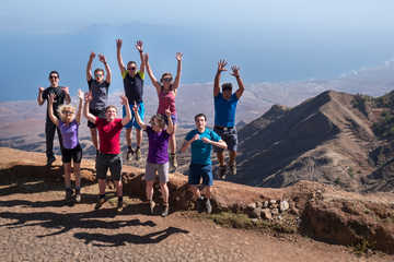 Happy hikers in Cabo Verde
