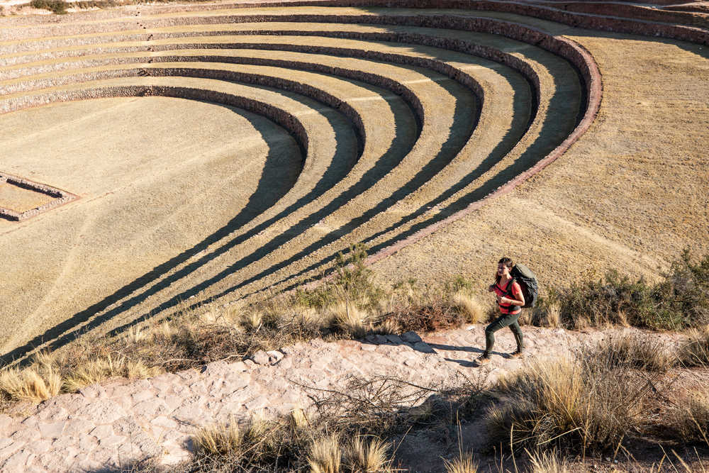 Hiker in Pisac Ruins