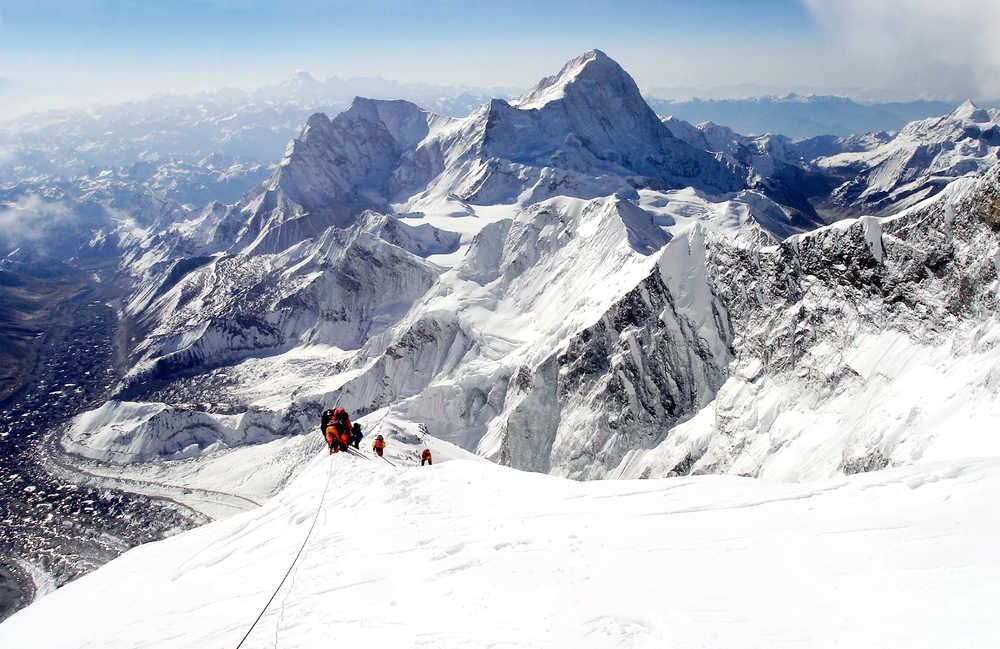 Mountaineers climbing Mount Everest