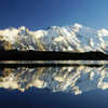 Perfect reflection on the Chésery lakes in front of the Mont Blanc massif