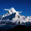 silhouette of climber in Mount Everest,Himalayan