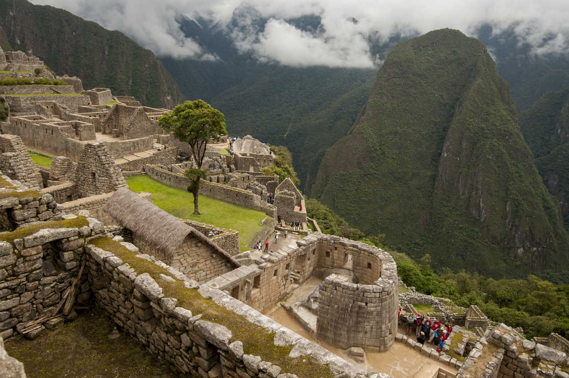 Aerial view of the Temple of the Sun - Machu Picchu