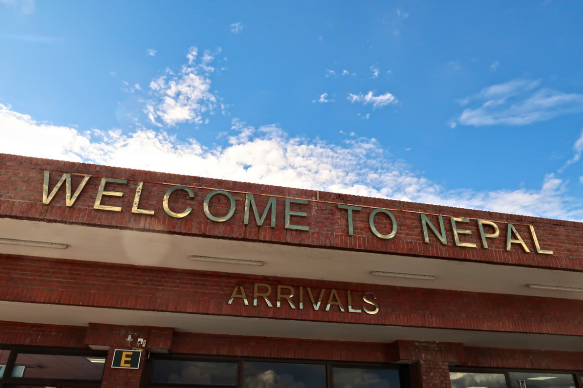 Arrivals sign Nepal Airport