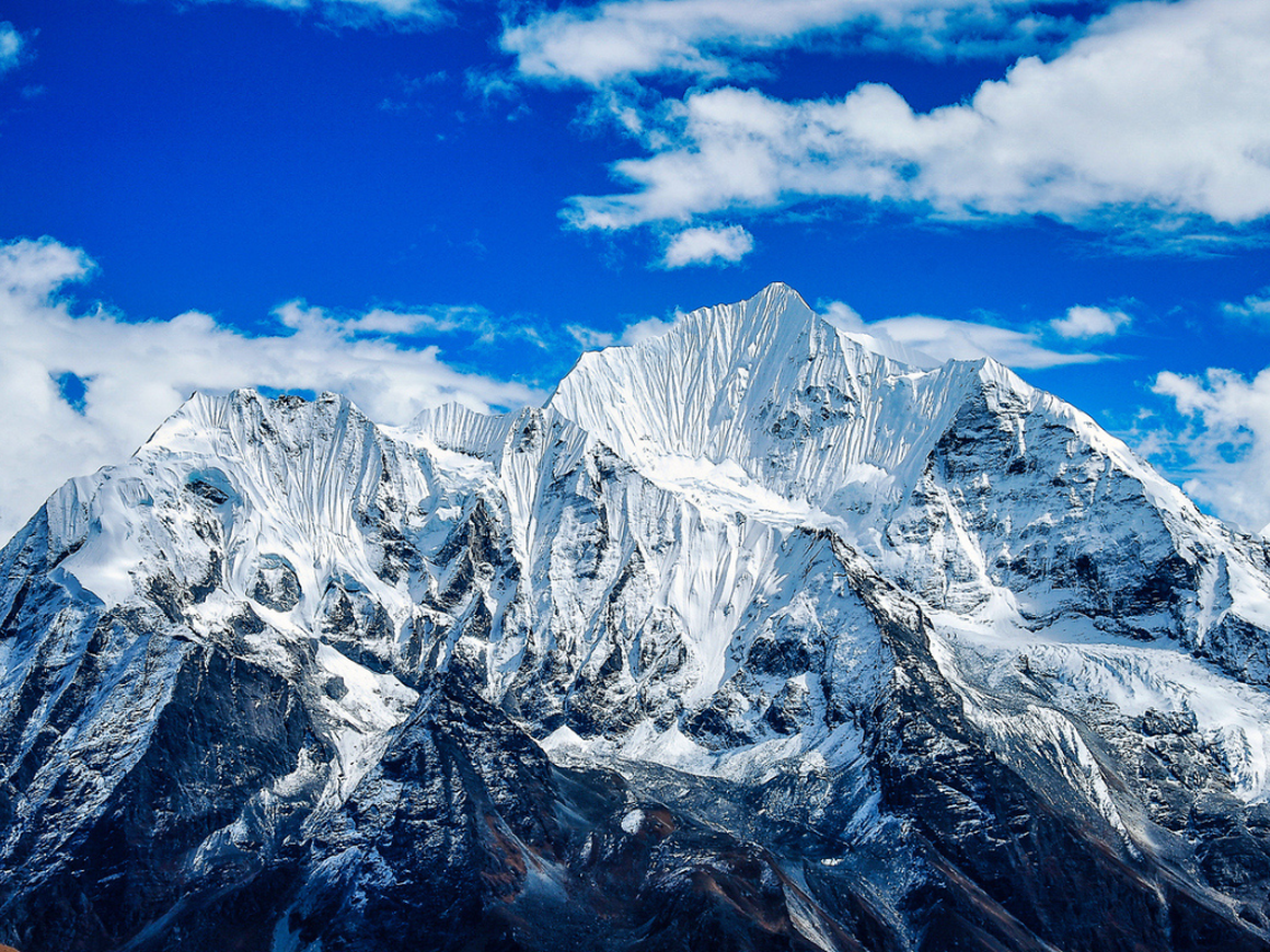 Beautiful Himalayan Range with Yala Peak Mountain View from Tsergo Ri in Langtang Region of Nepal