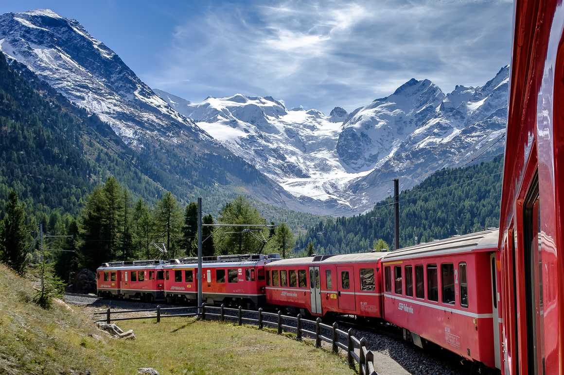 Bernina-Express train in Switzerland