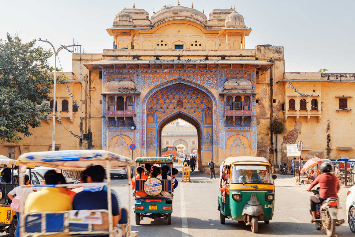 Blue gates in Jaipur - India