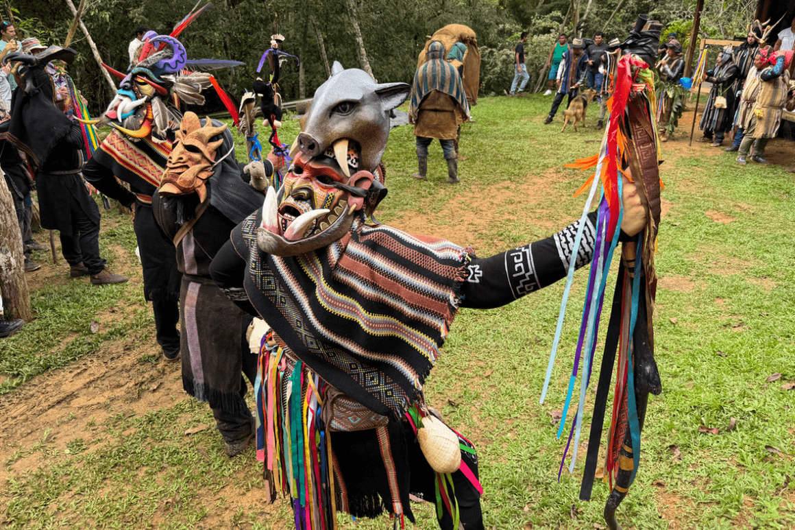 Boruca Villagers wearing Balsa wood masks