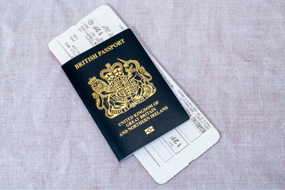 British passport and travel documents inside