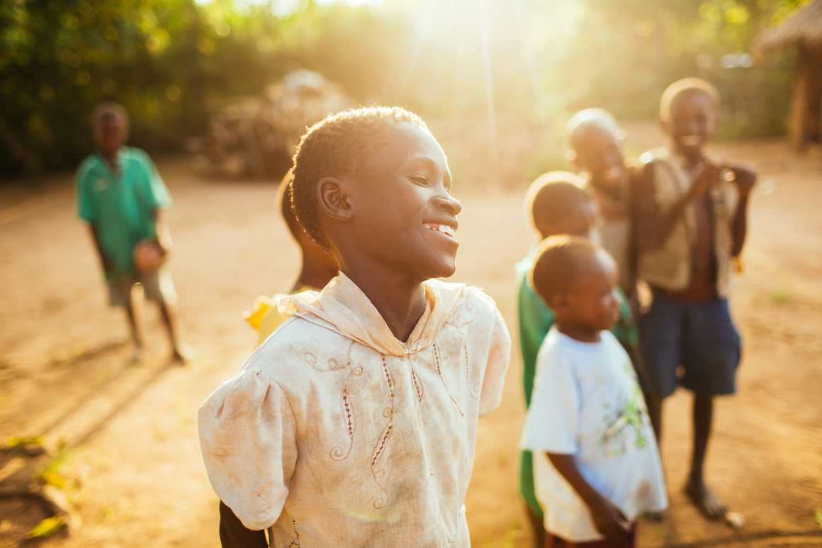 Children laughing in Uganda