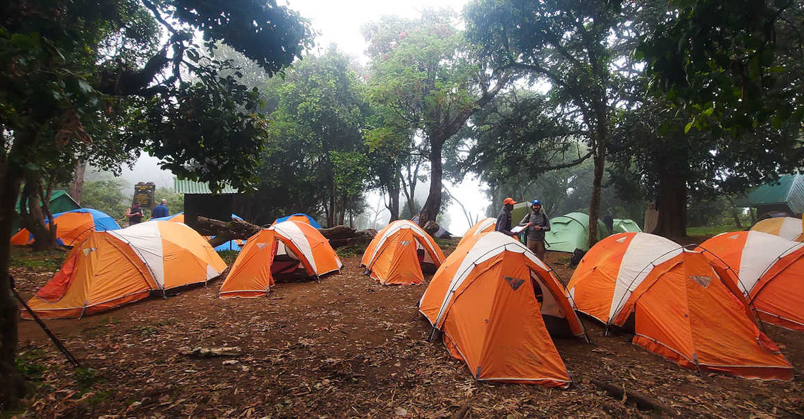 First camp on Lemosho Climb
