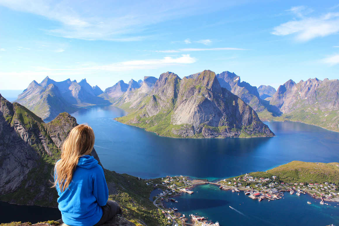 From Reinebringen, panoramic view on Lofoten islands