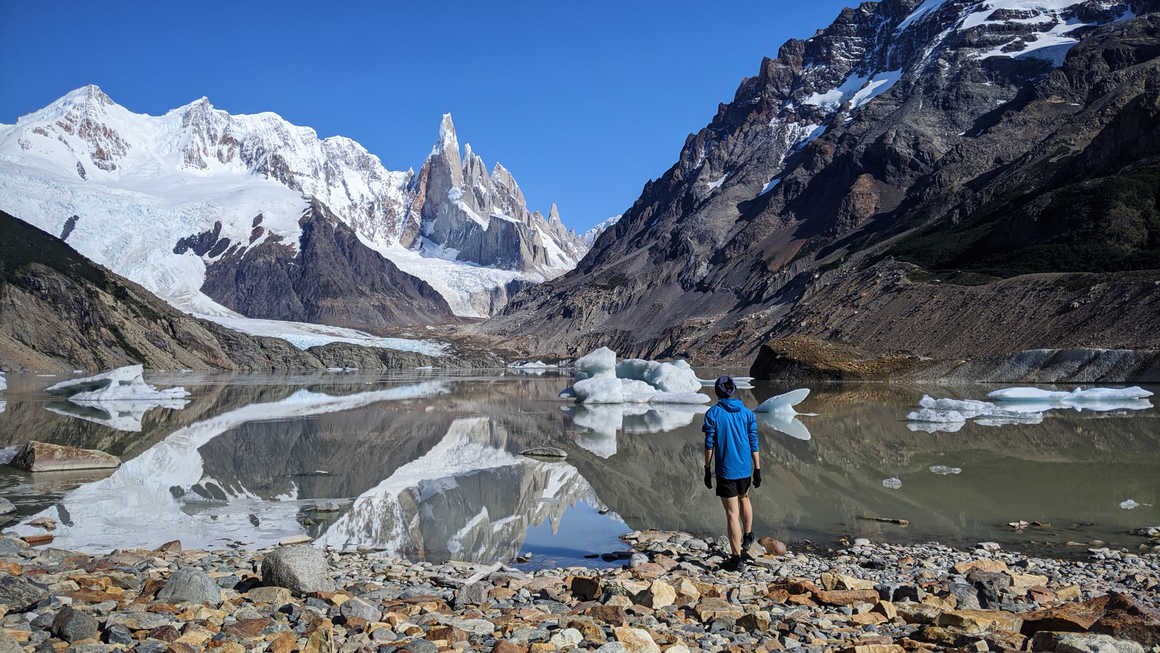 Hiker in Cerro Torre, Patagonia