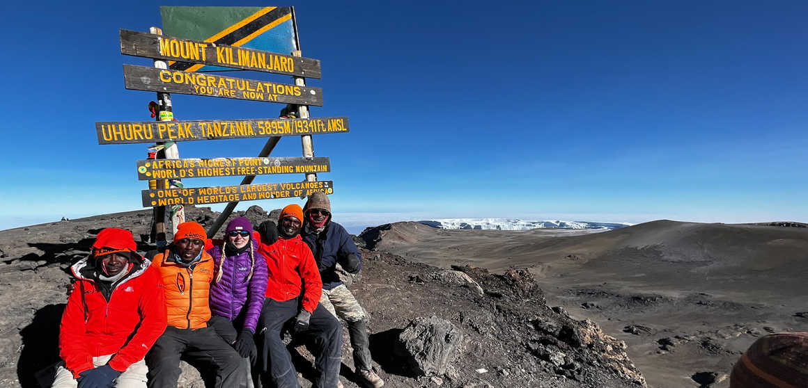 Hikers at the summit of Kilimanjaro