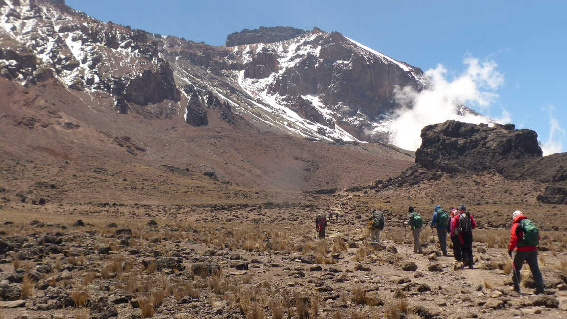 Hikers during the Kilimanjaro ascent