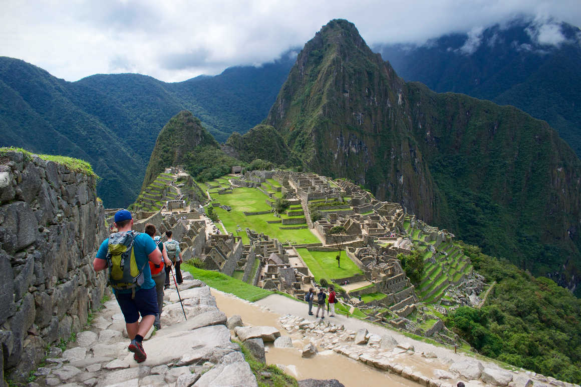 Hikers visiting Machu Picchu lost city