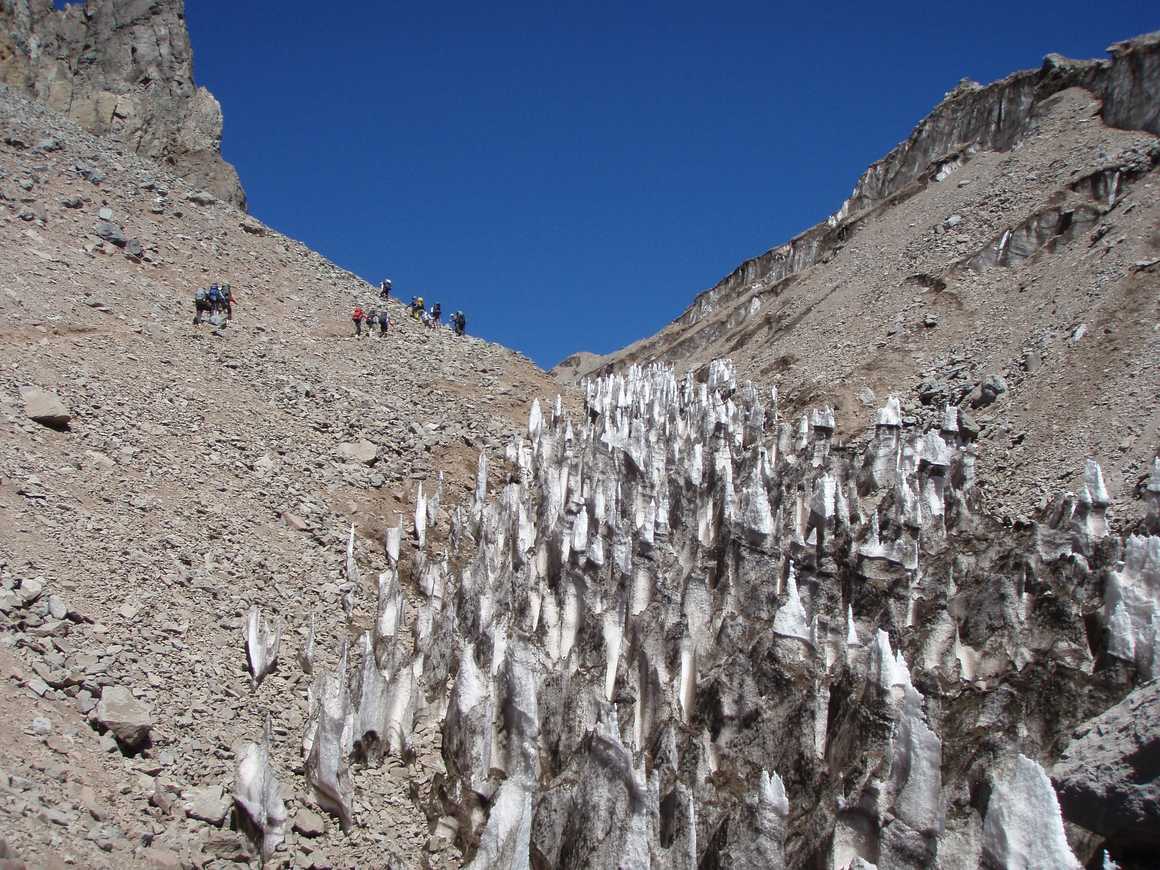 Ice cones close to the Aconcagua summit