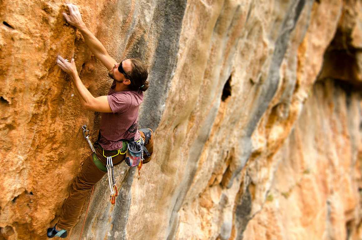 Man free climbing in the US