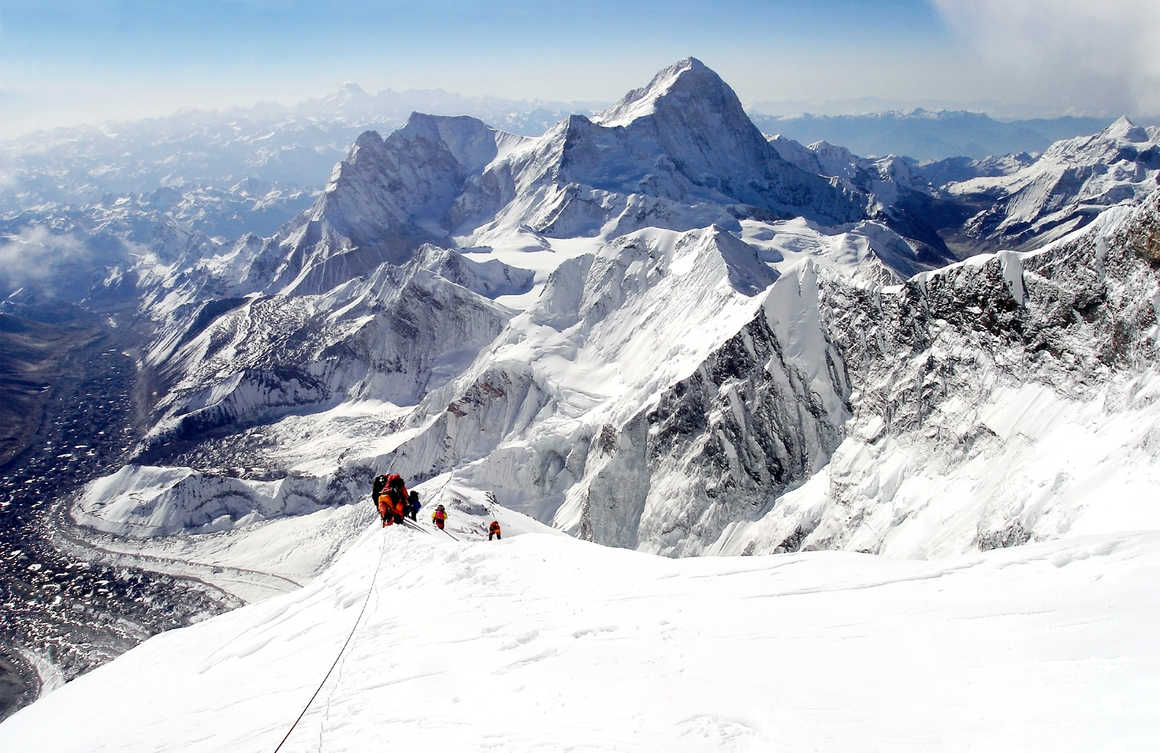 Mountaineers climbing Mount Everest