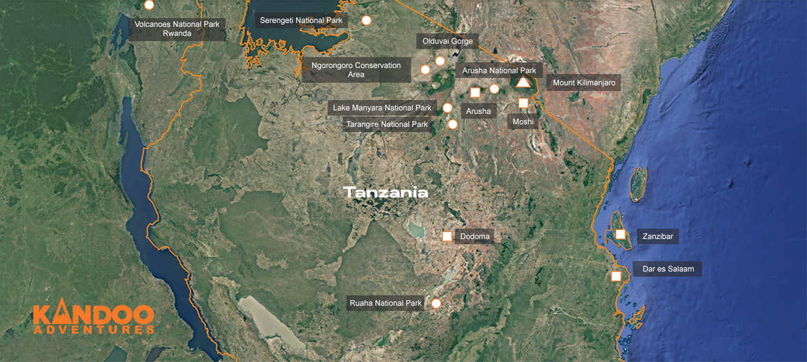 National Park map of Tanzania