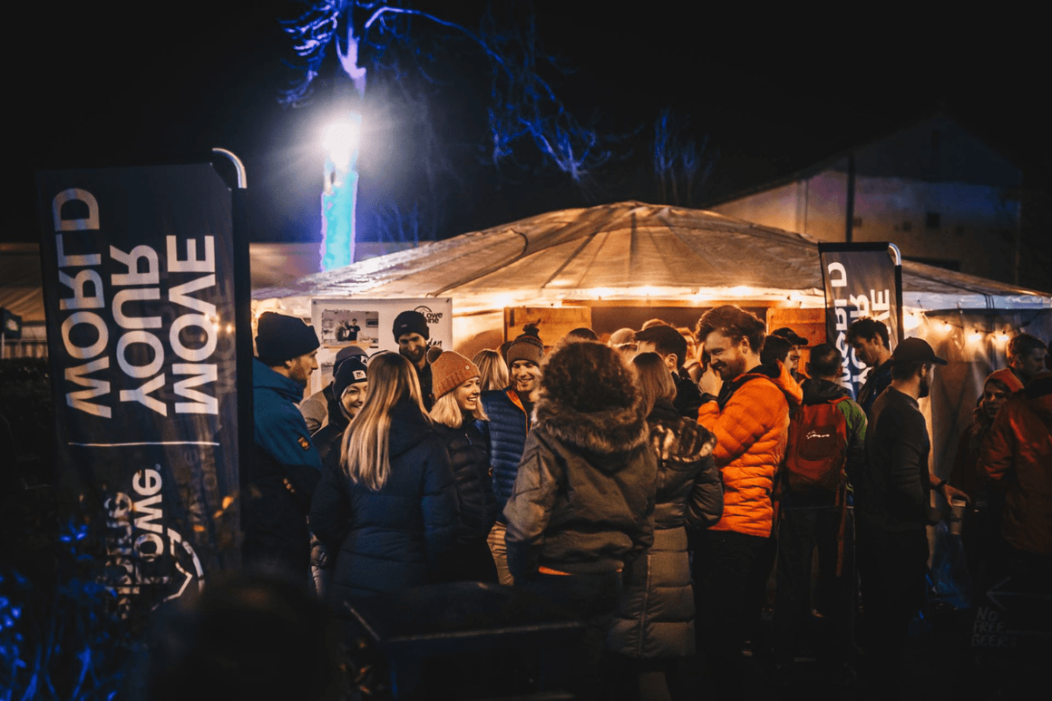 Night scene of Kendal Mountain Film Festival in lake District