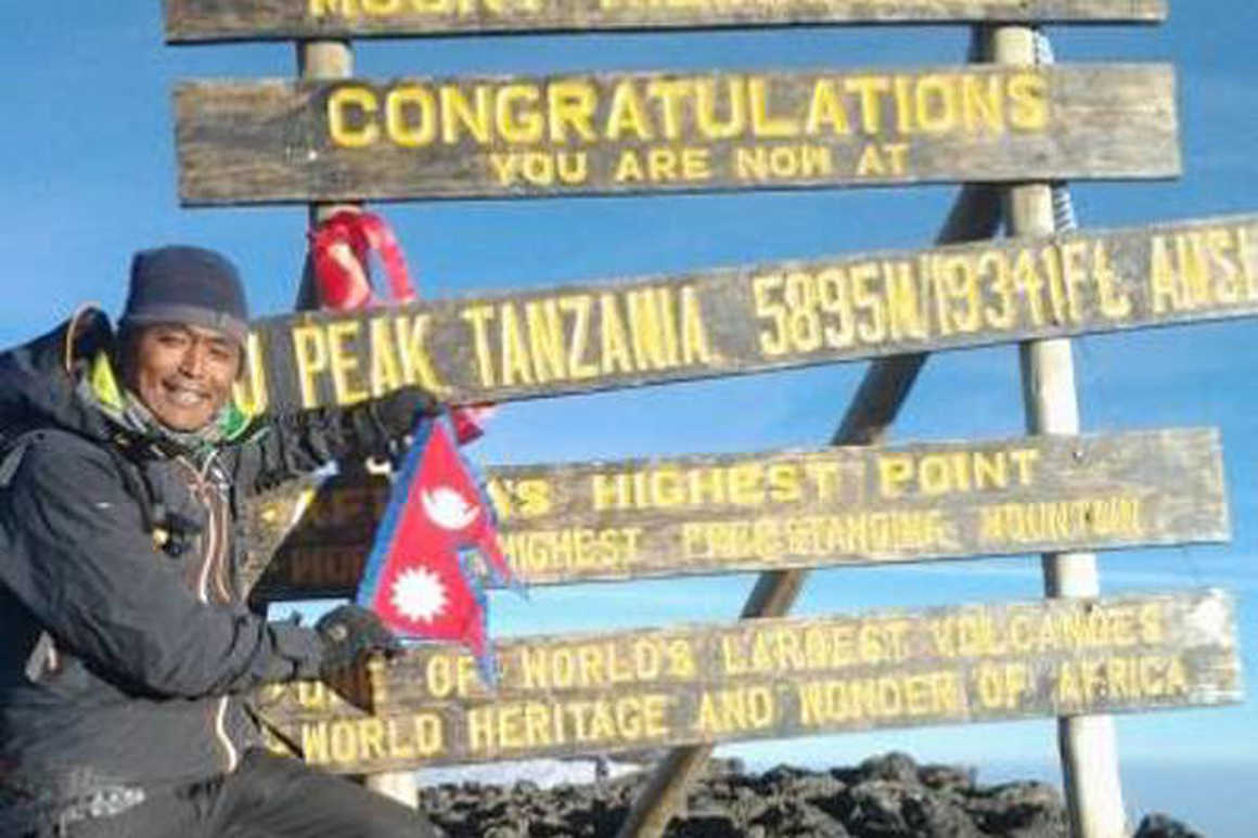 Our Nepal guide, Dorchi, summits Kilimanjaro