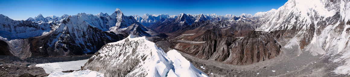 Panorama from the Island Peak mountain in Nepal