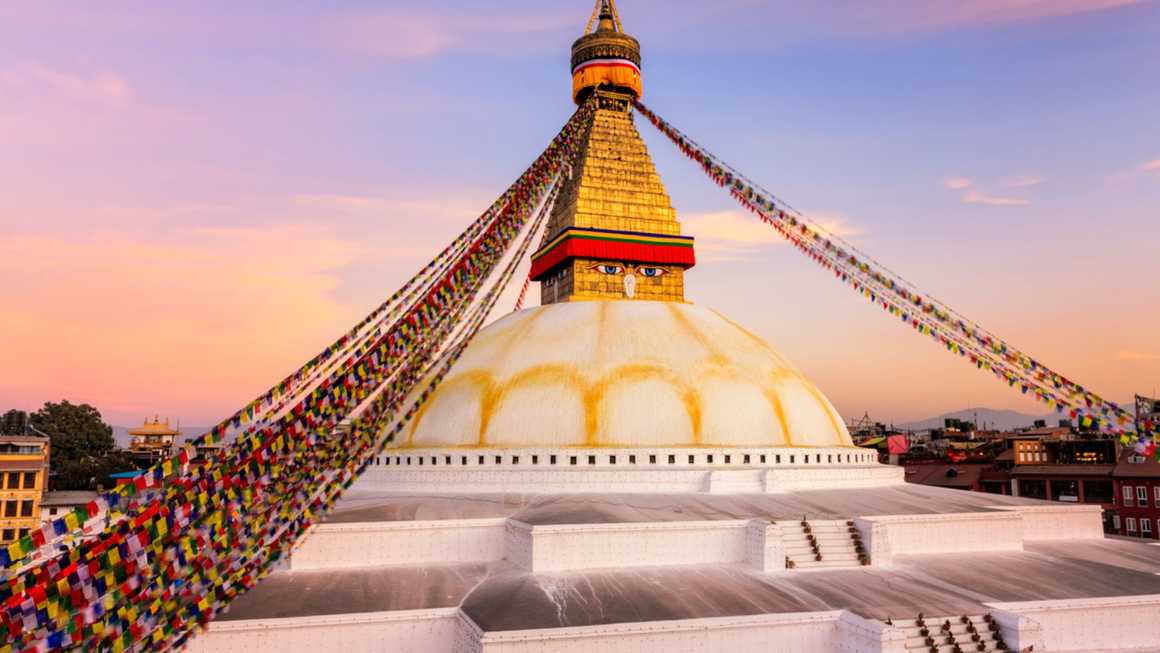 Sunset pver Boudhanath Stupa, world's larget stupa