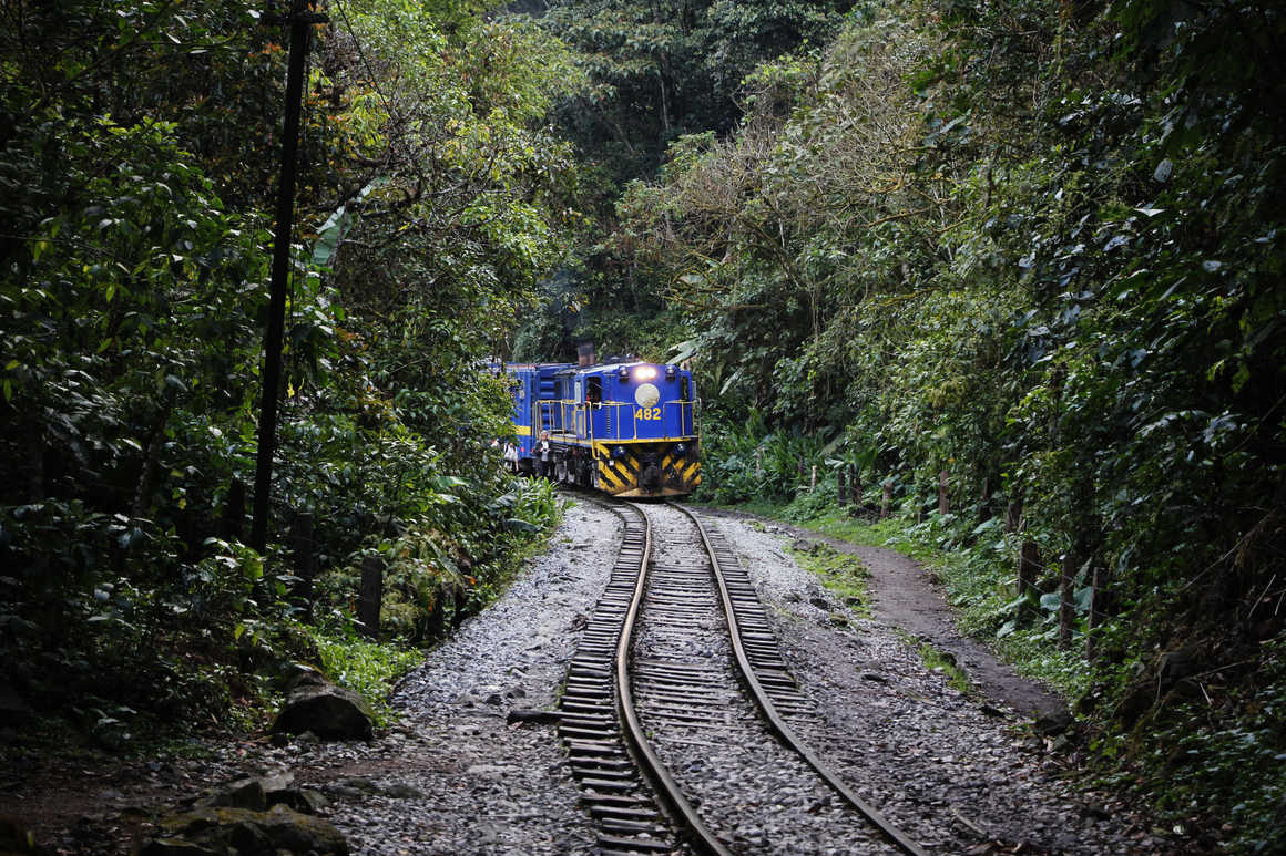 Touristic train going to Aguas Calientes