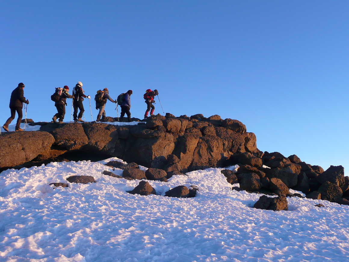 Trekkers getting closer to the Uhuru peak